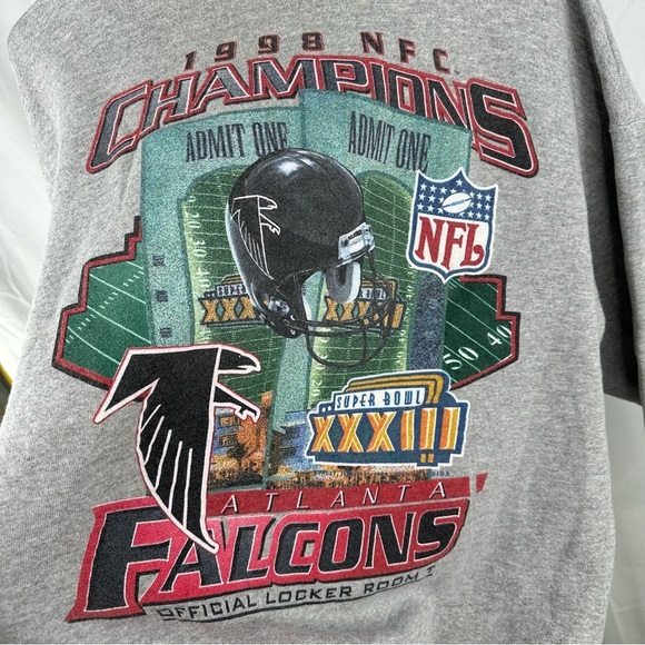 Vintage Starter Gray 1998s Atlanta Falcons NFL Football Sweatshirt - Size 2XL - Picture 5 of 8